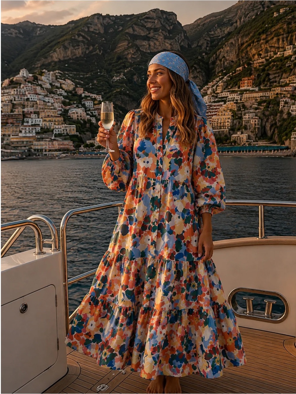 Colorful Floral Tiered Maxi Dress